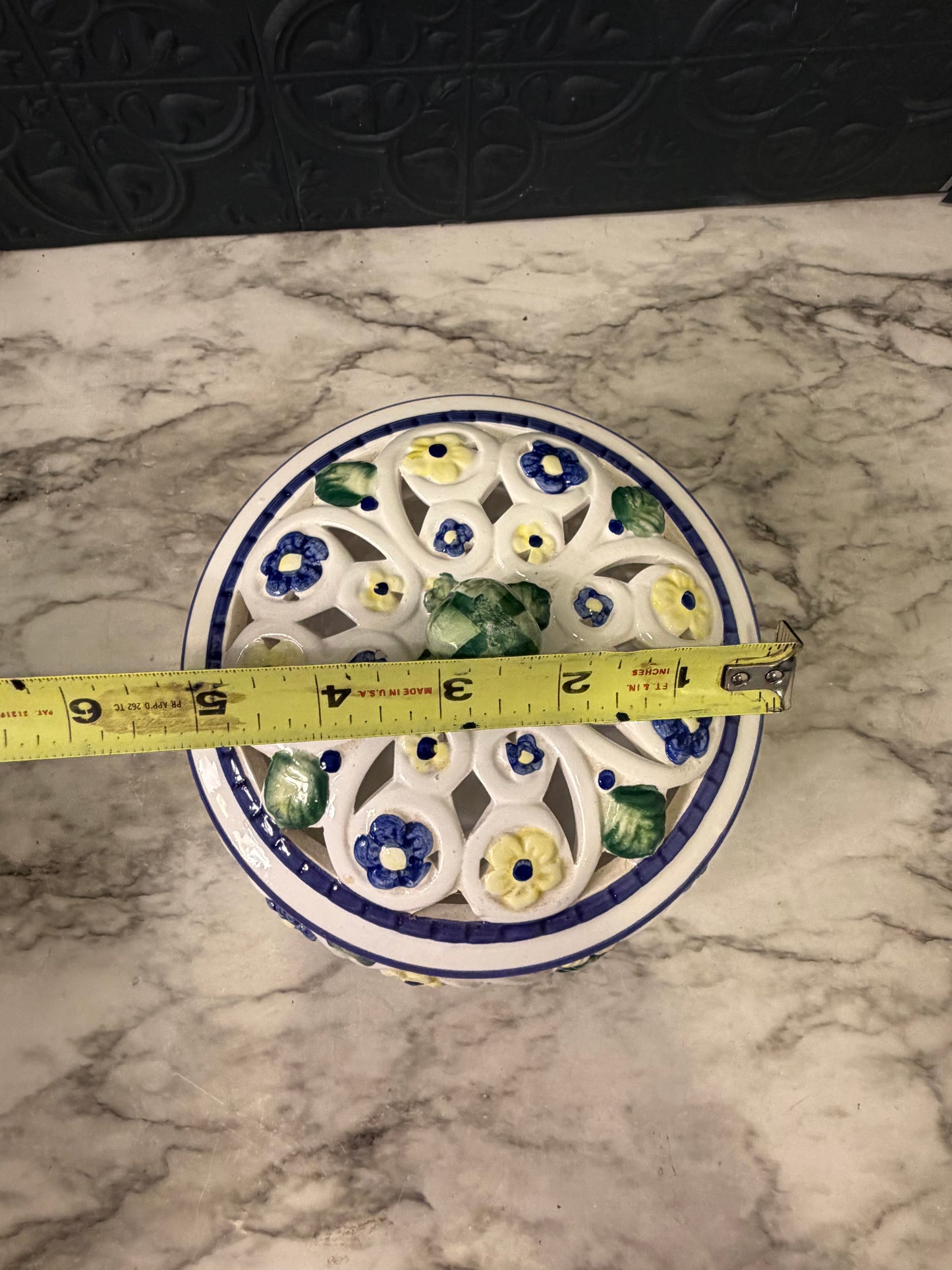WBI Ceramic Painted Dish with Cutouts