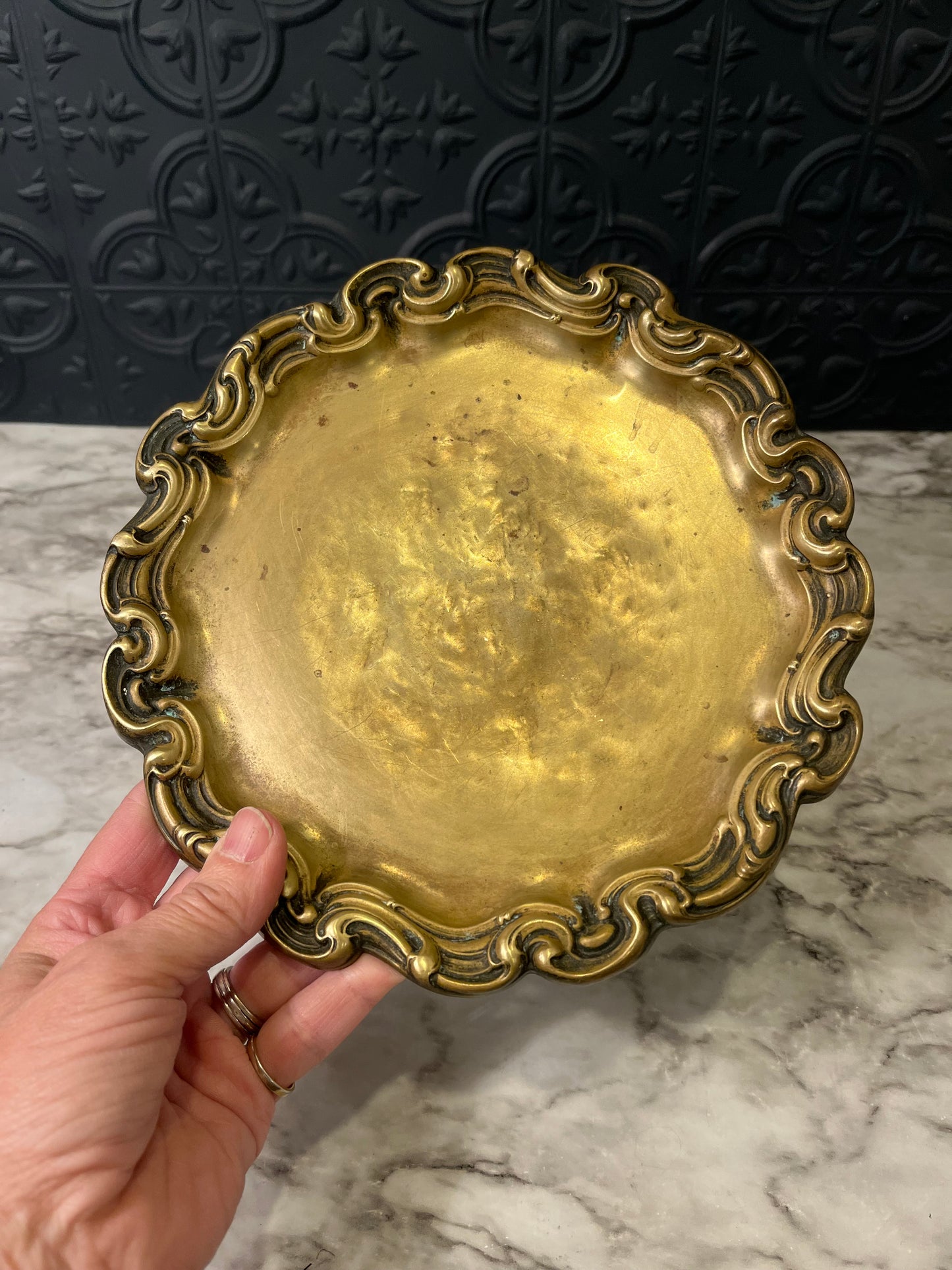 Small Brass Tray Round with feet