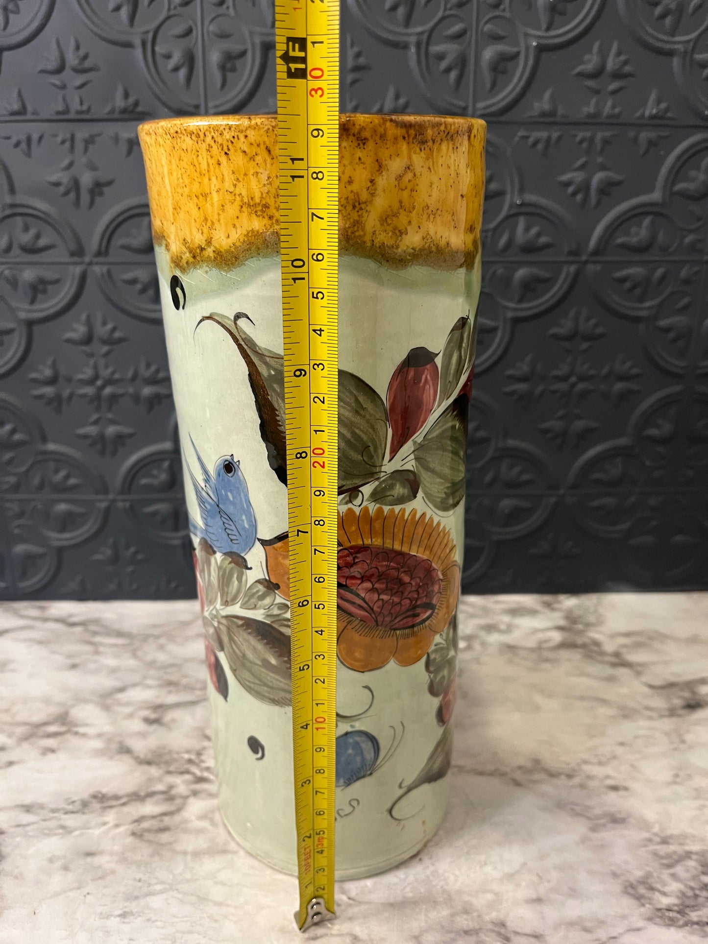 Mexican Pottery Tall Cylinder Vase