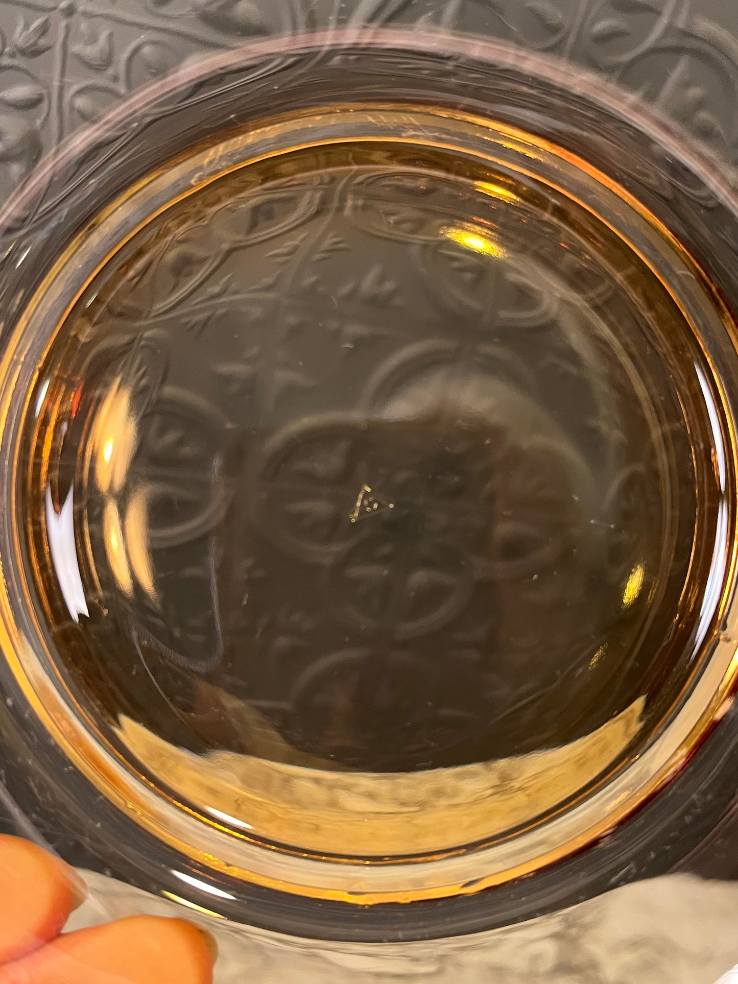 Amber glass Cambridge Salad plates x3