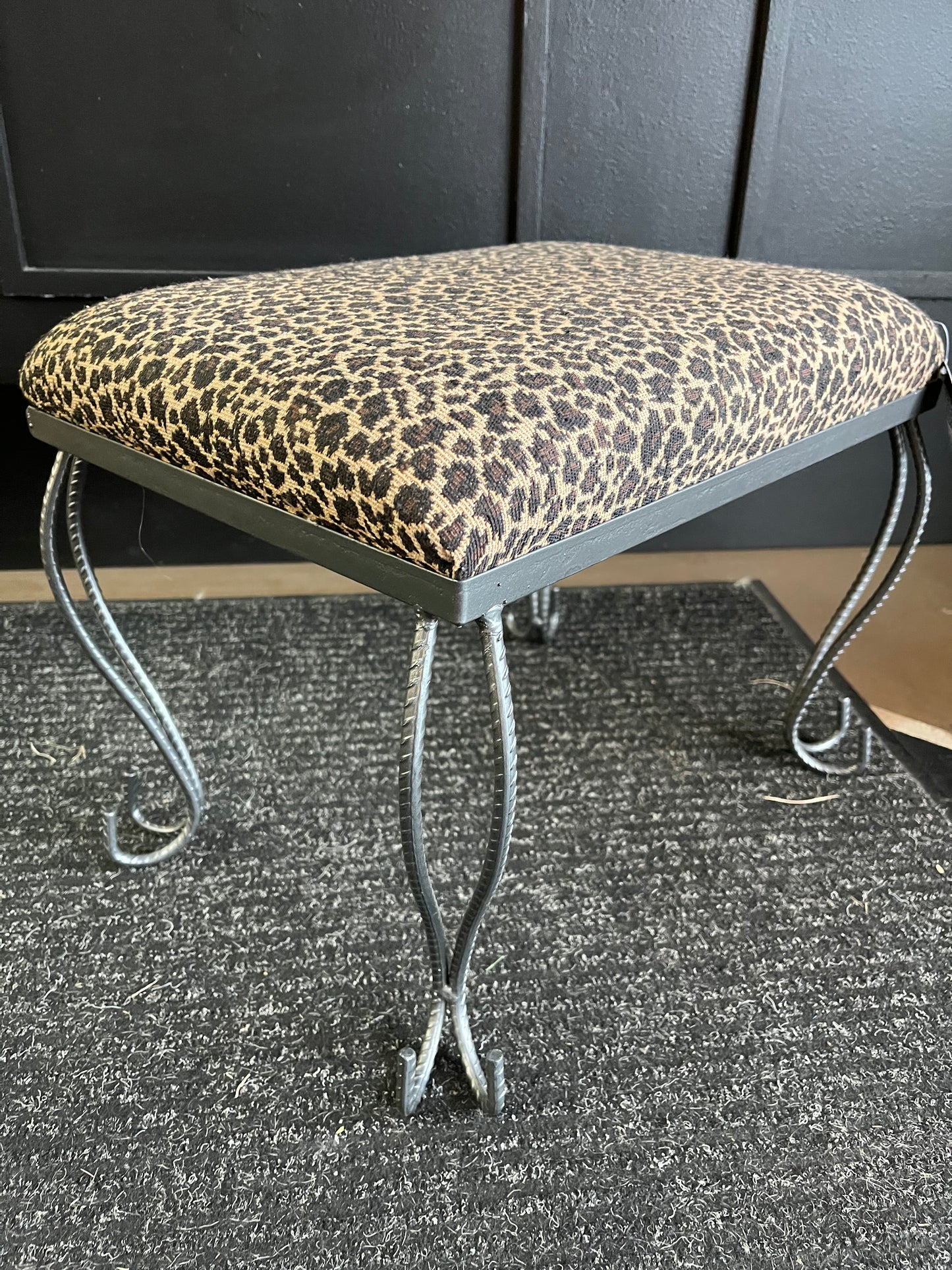 Animal Print Stool With Metal Legs