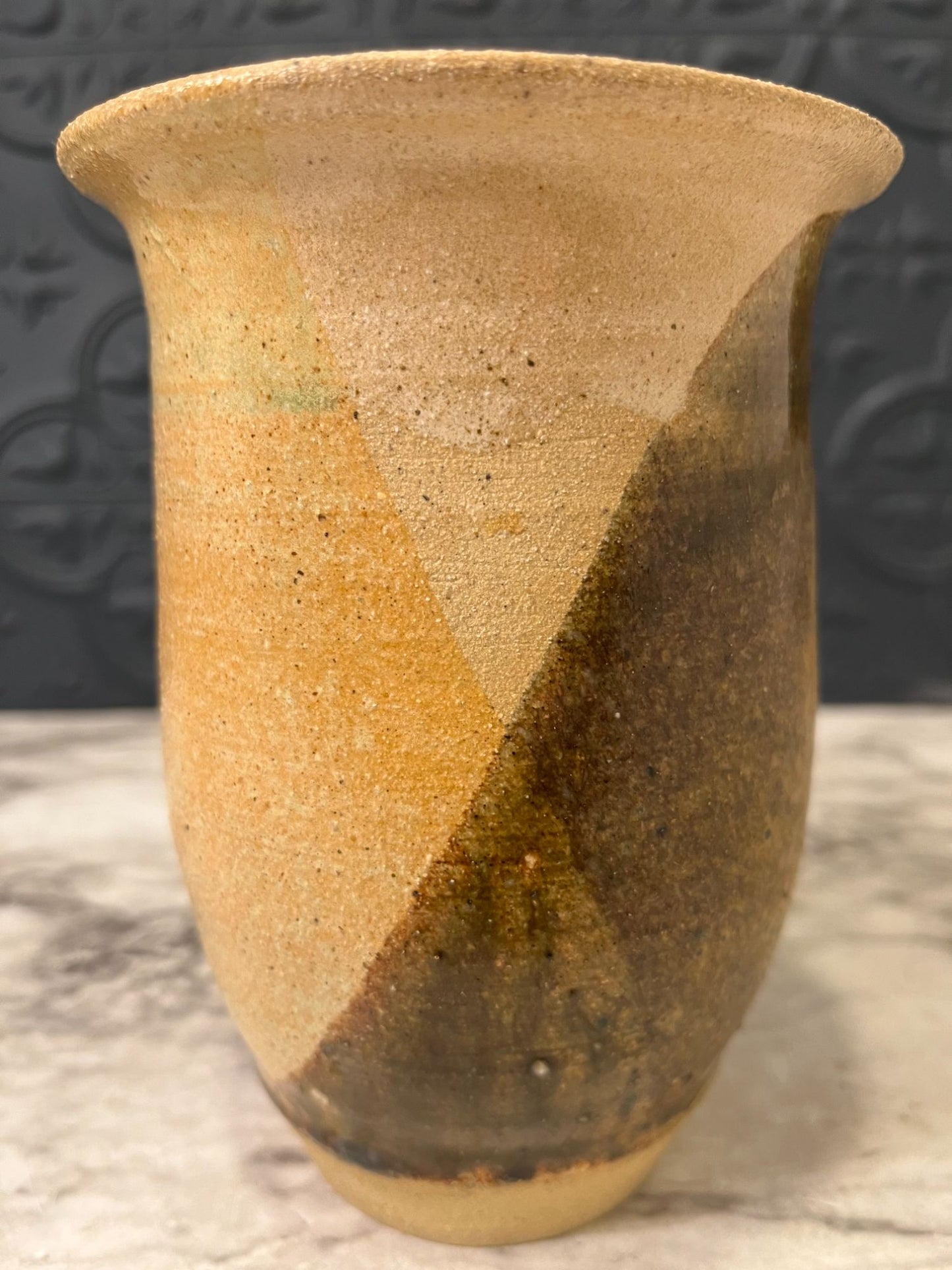 Peach and Brown Pottery Vase