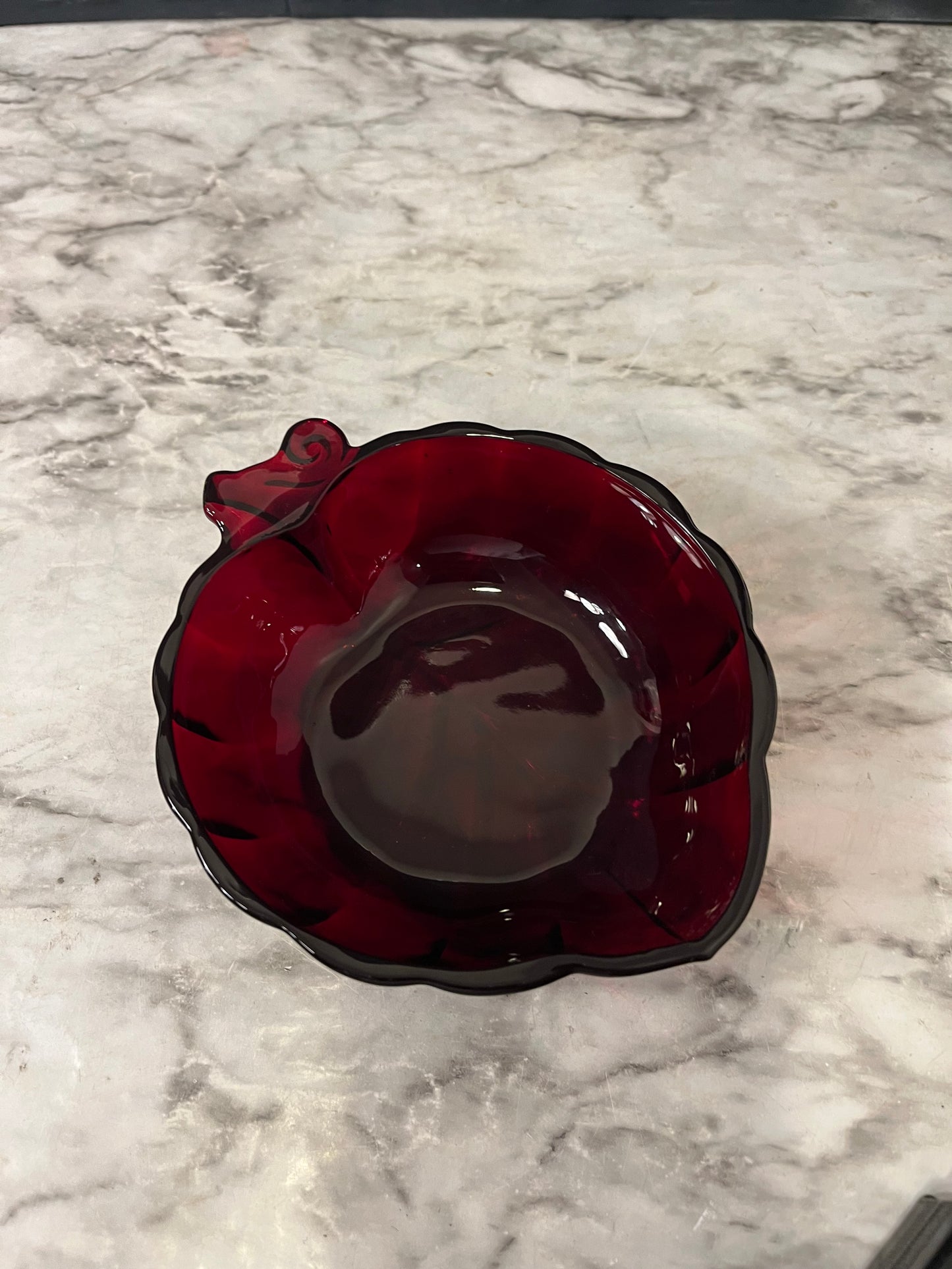Ruby Red Glass leaf bowl