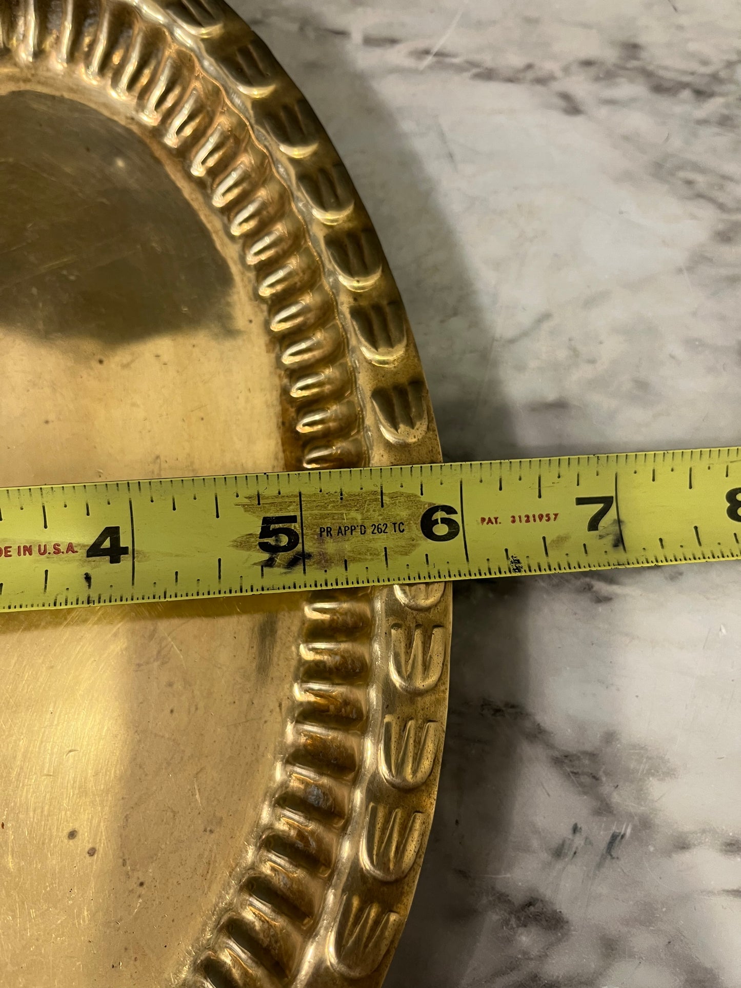 Oval Brass Small Tray Feet Markings on edge