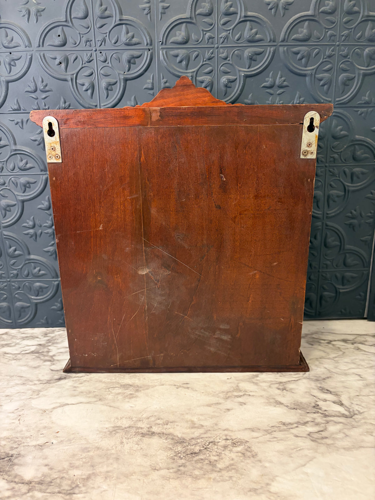 Small Hanging Dark Wood Cabinet Vintage