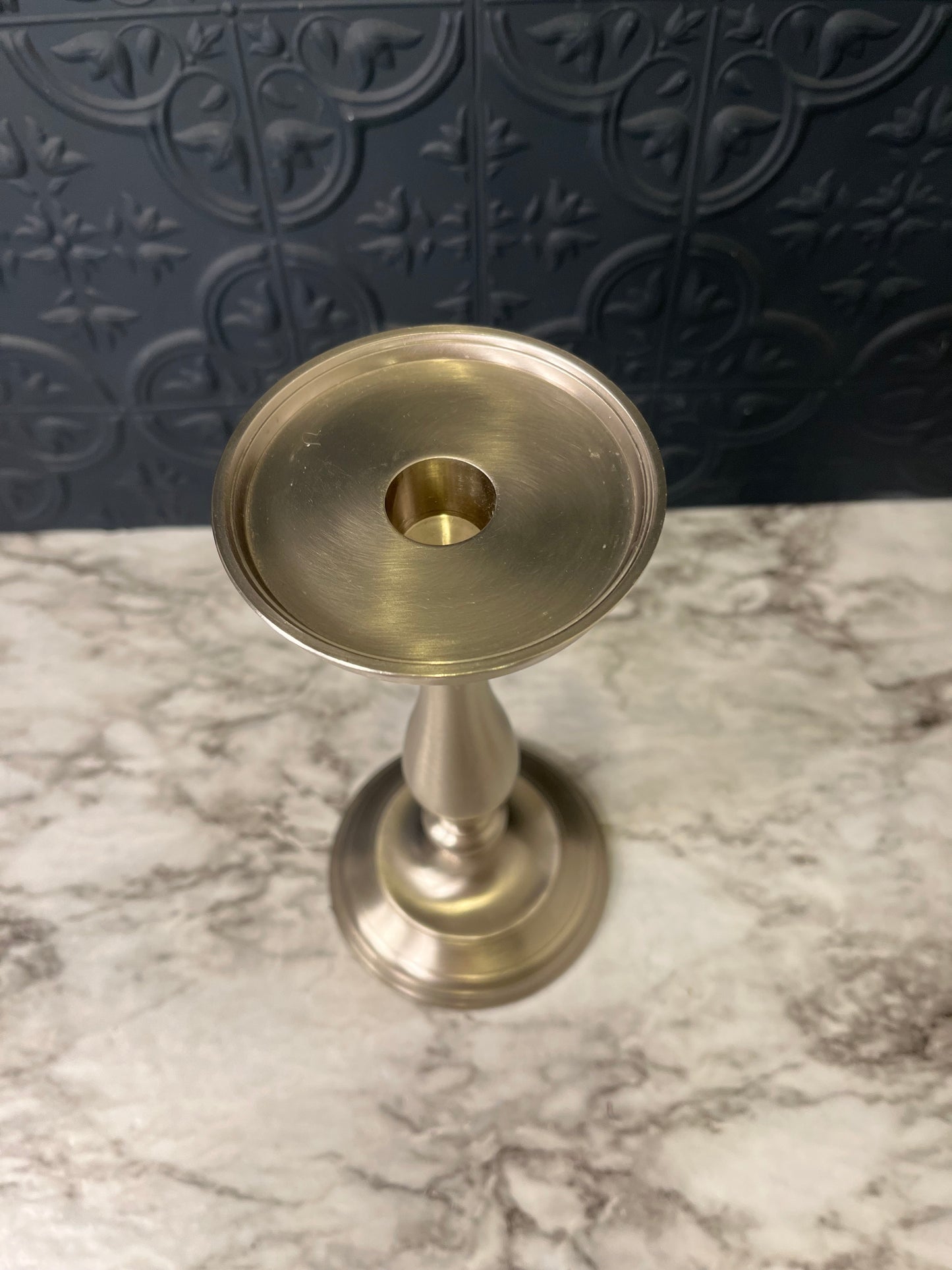 Brushed Nickel Style Candle Holder