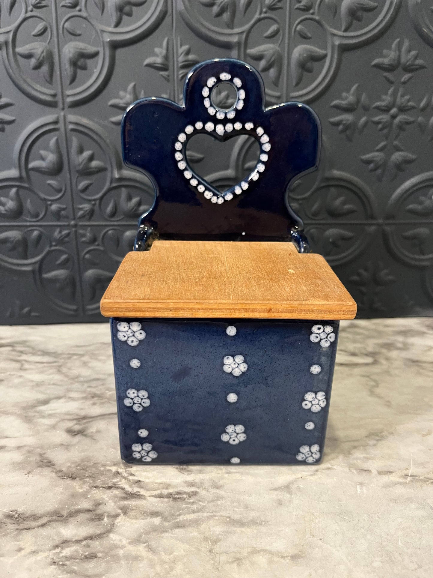 Blue and White Ceramic Salt Cellar