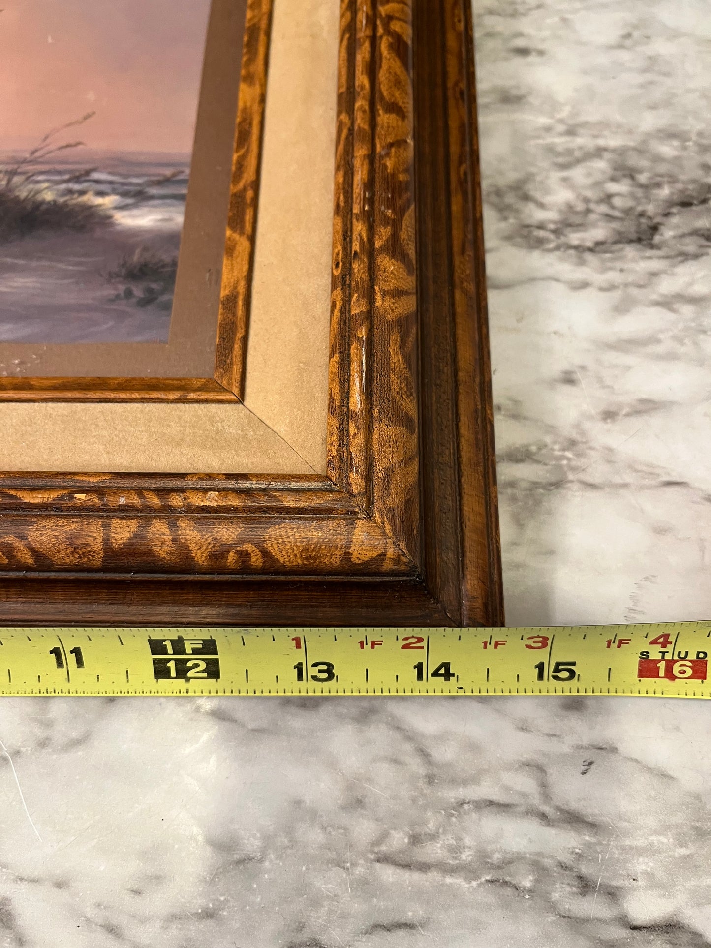 Ocean print in frame with cream velvet mat