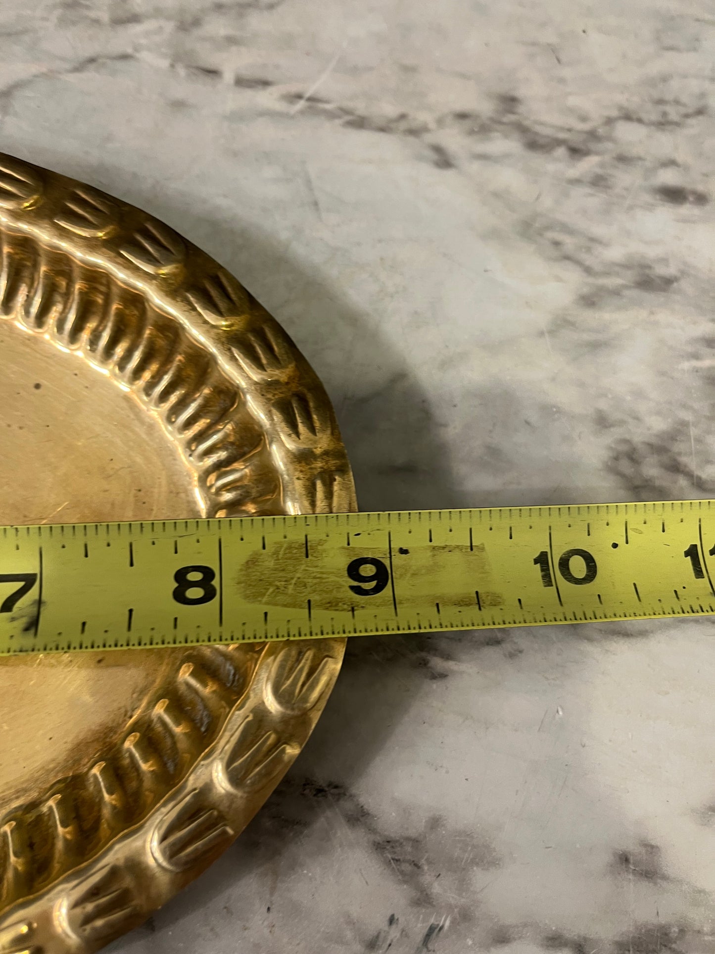 Oval Brass Small Tray Feet Markings on edge