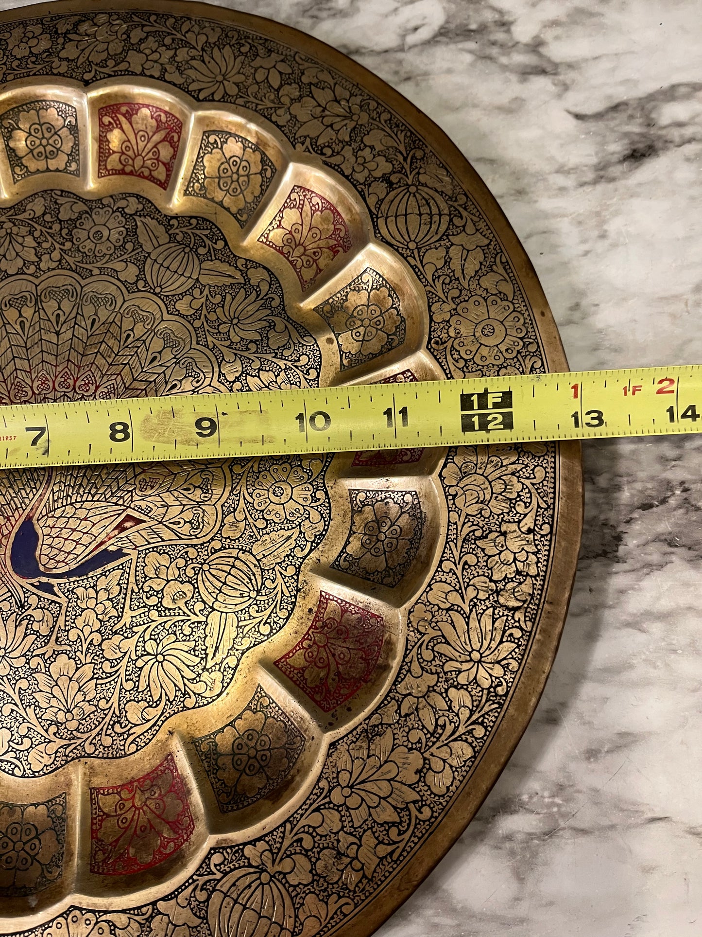 Brass Etched Peacock Plate