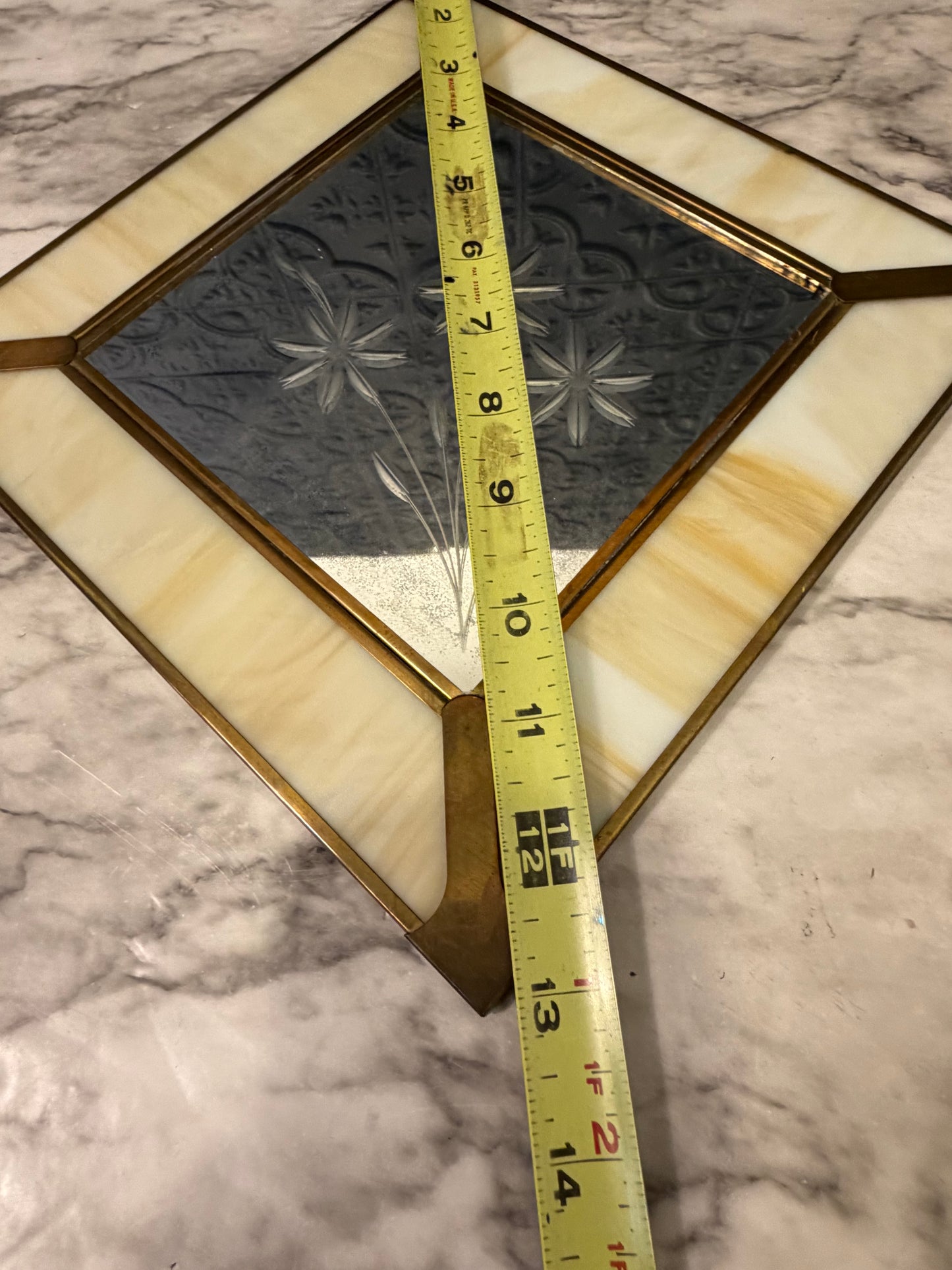 Etched Mirror with Slag Glass Border