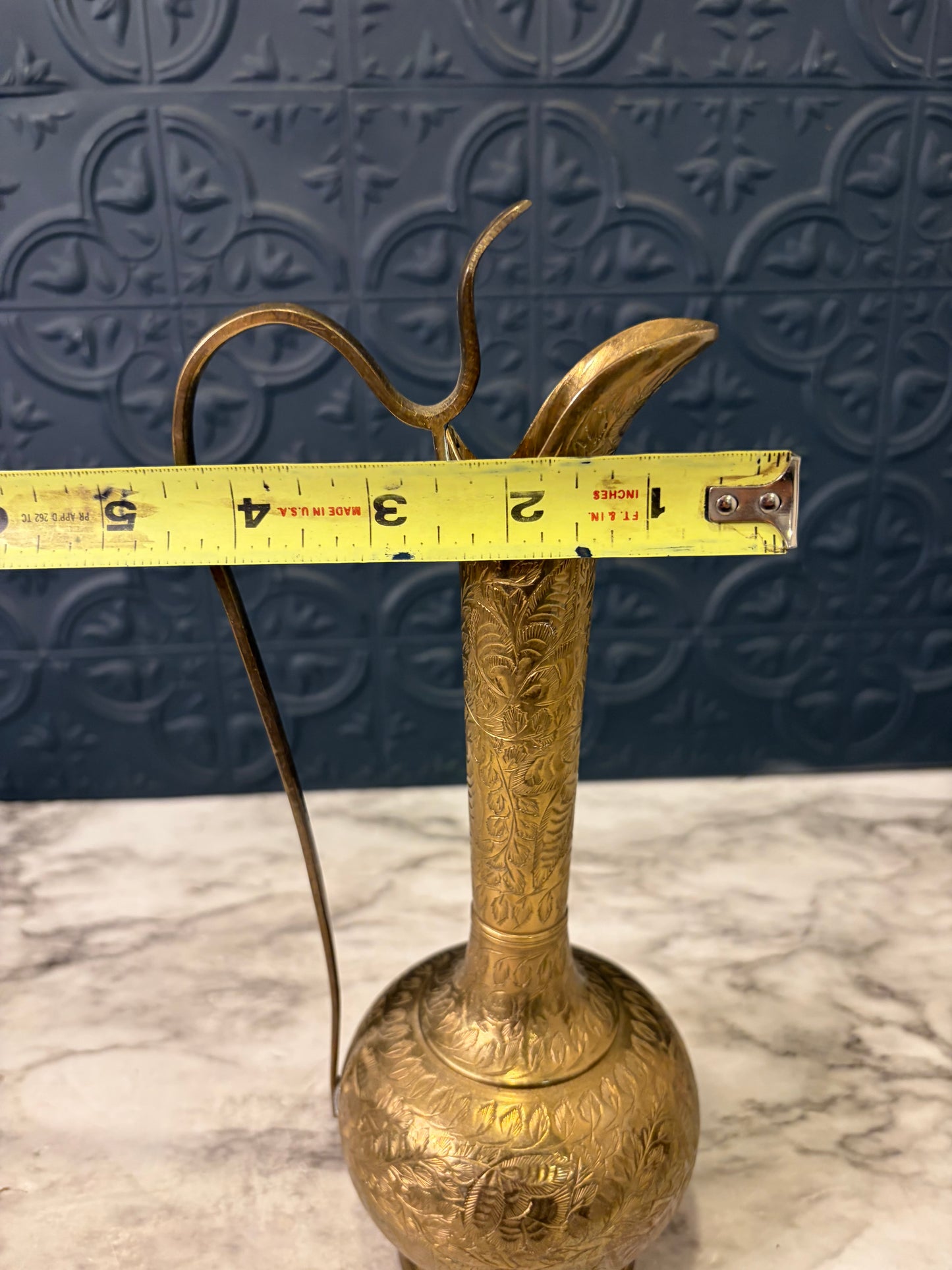 10" Etched Brass Pitcher