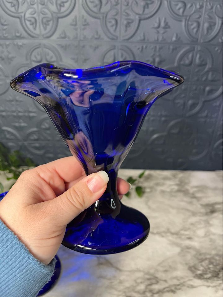 Cobalt blue sundae dishes set of 2