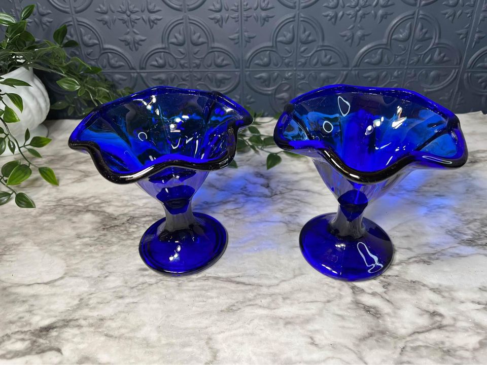 Cobalt blue sundae dishes set of 2