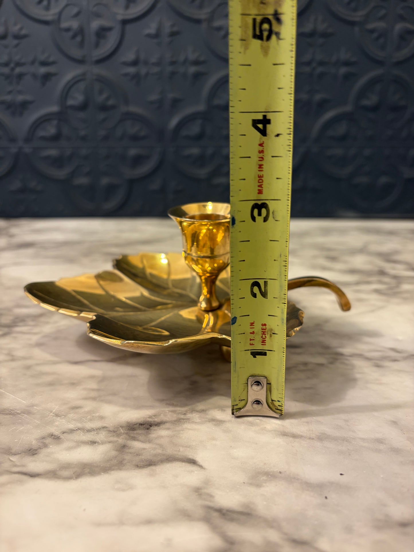 Brass Sugar Maple Leaf Candle Holder
