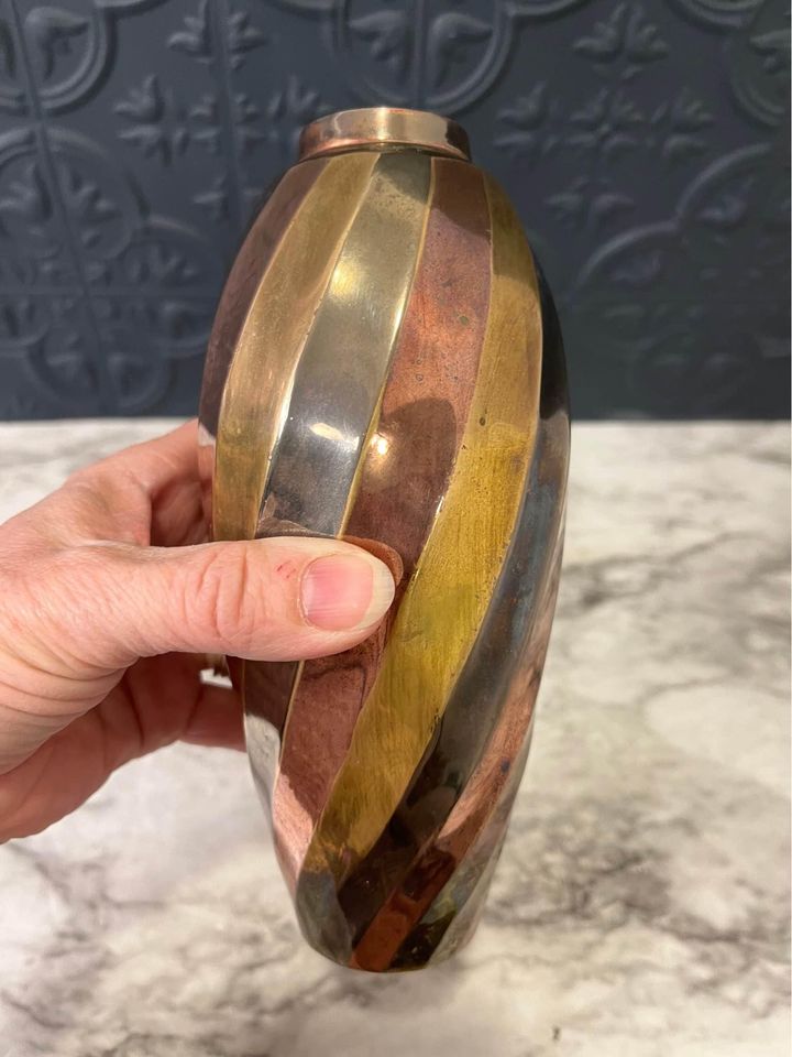 Brass Copper and Silver Vase