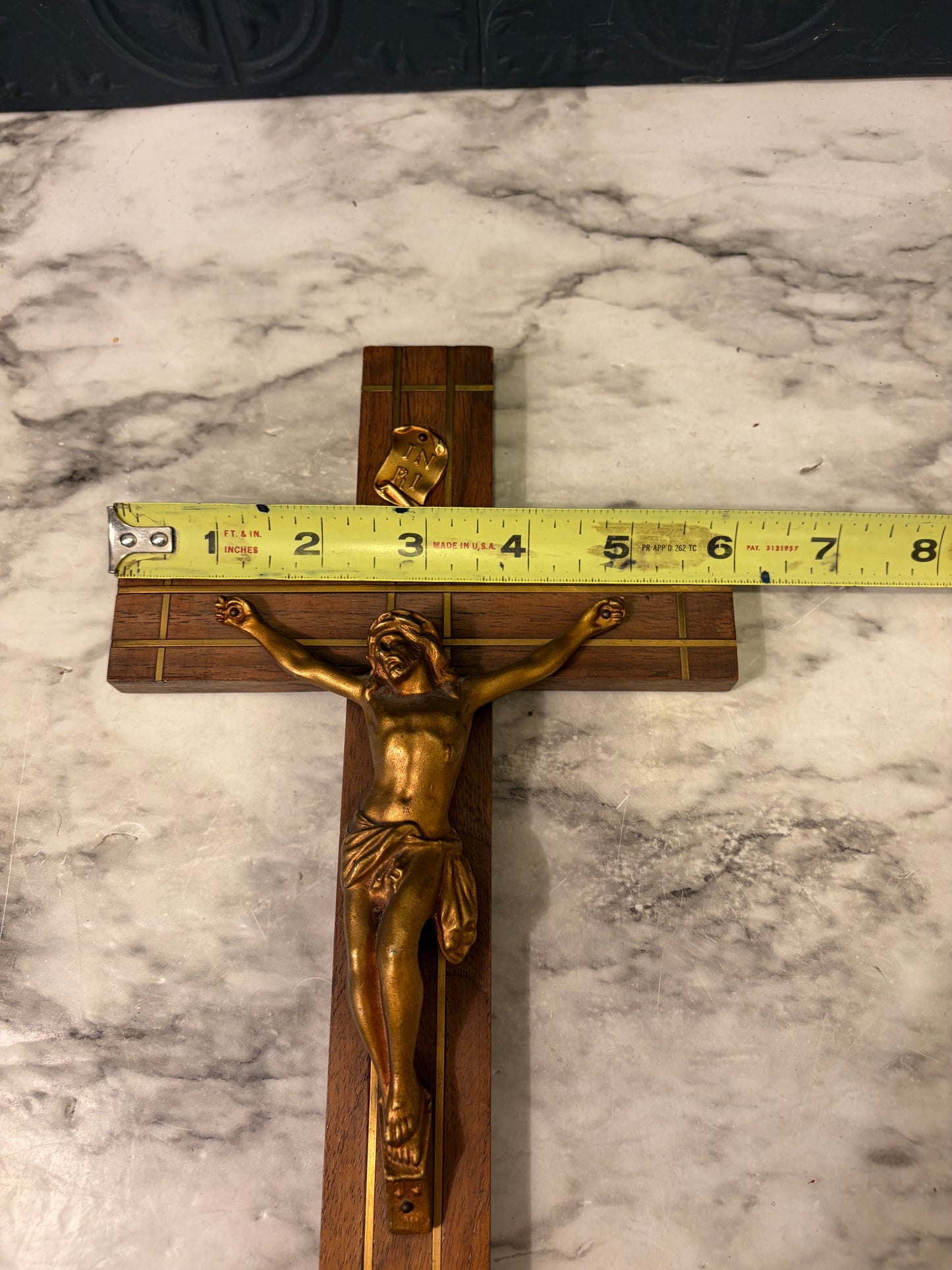 Crucifix with Brass Inlay