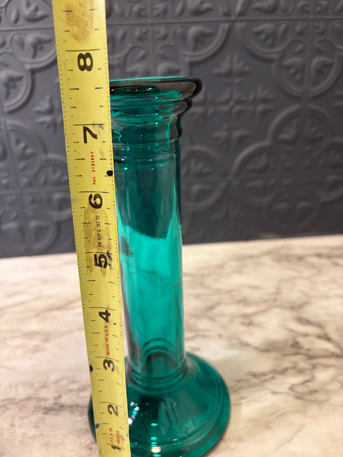 Teal Glass Candle Holder/Vase