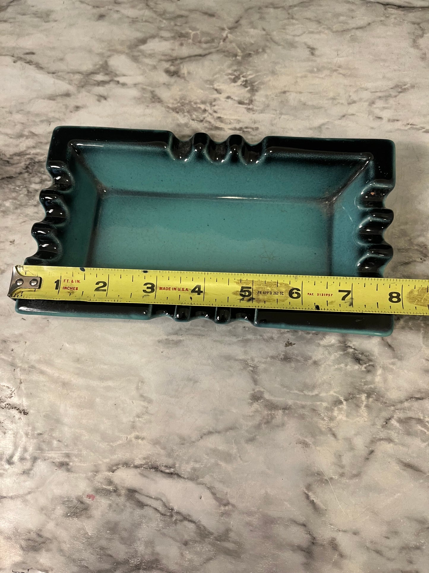 Vintage Pfaltzgraff Turquoise and Black Glazed Ceramic Ashtray