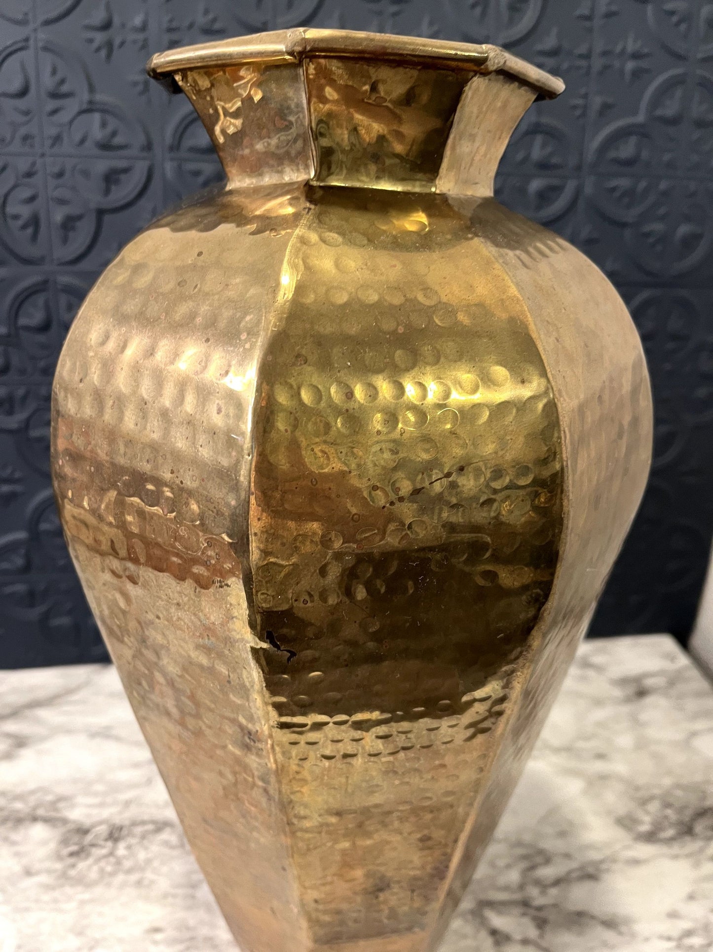 Large Brass Dimpled Vase