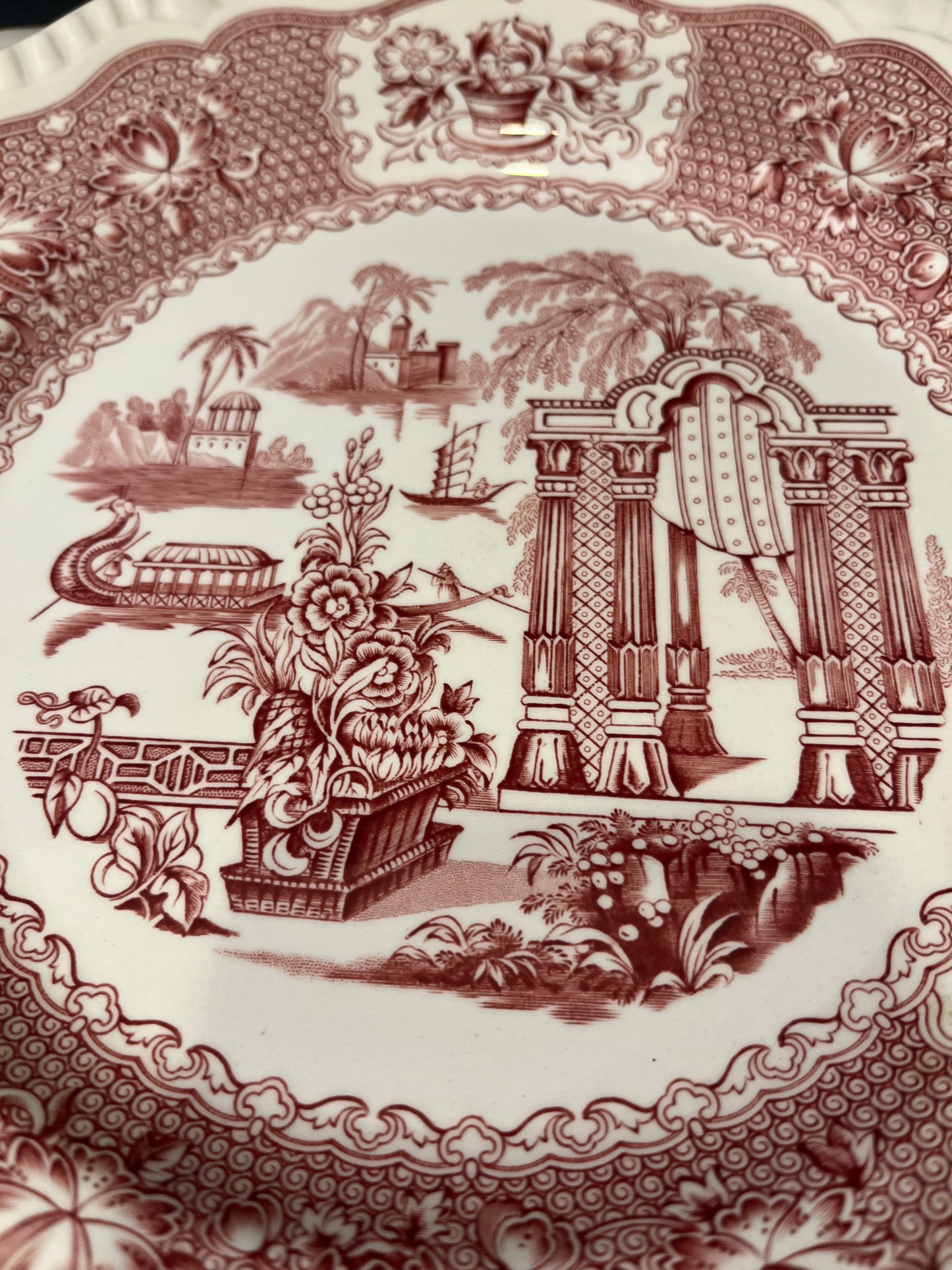 Spode Red and white Pagoda Plate