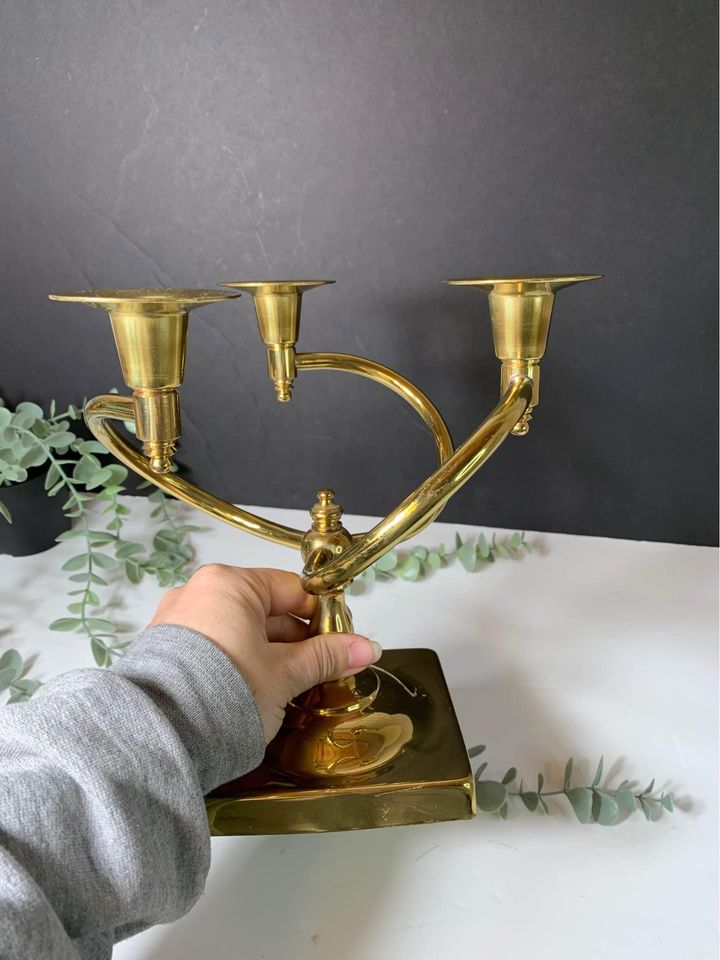 Unique Brass Twisted Candelabra