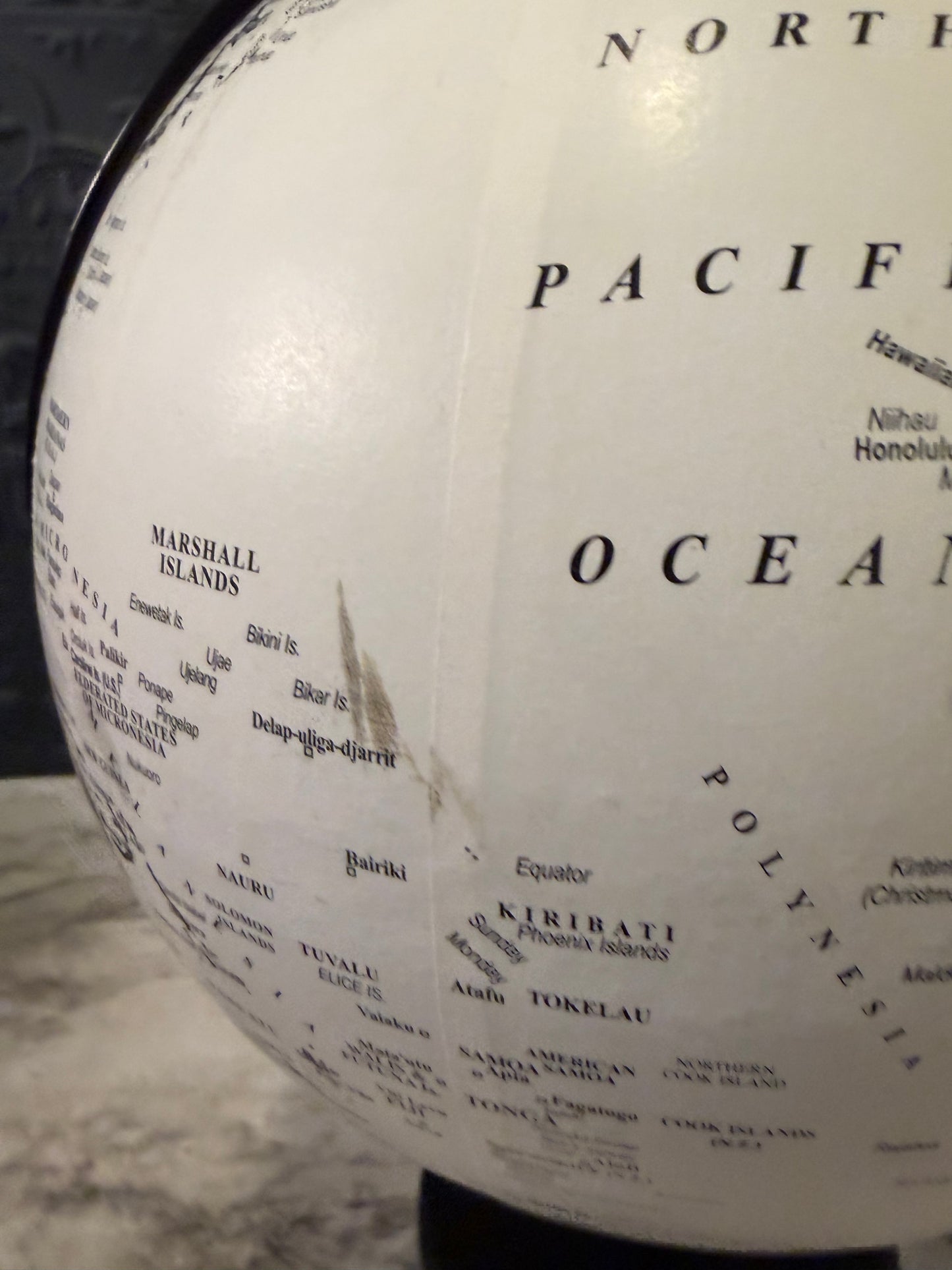 Black and White Globe on Black Base