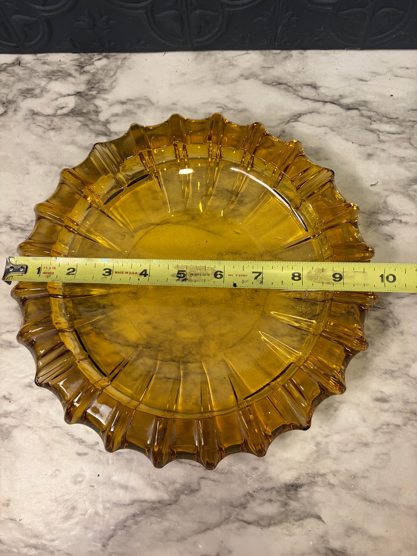 Amber Glass Ashtray 10"