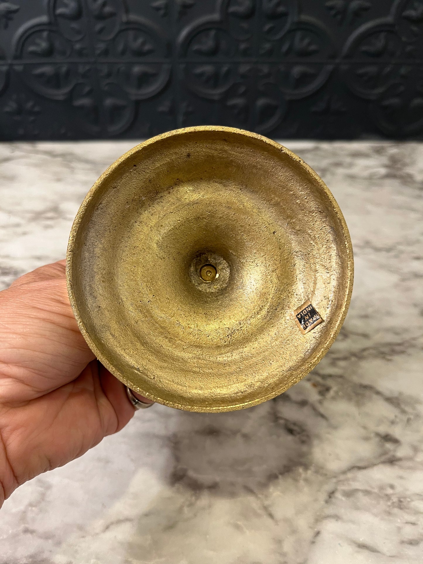Short Brass Candle Holder with 4" Round Base