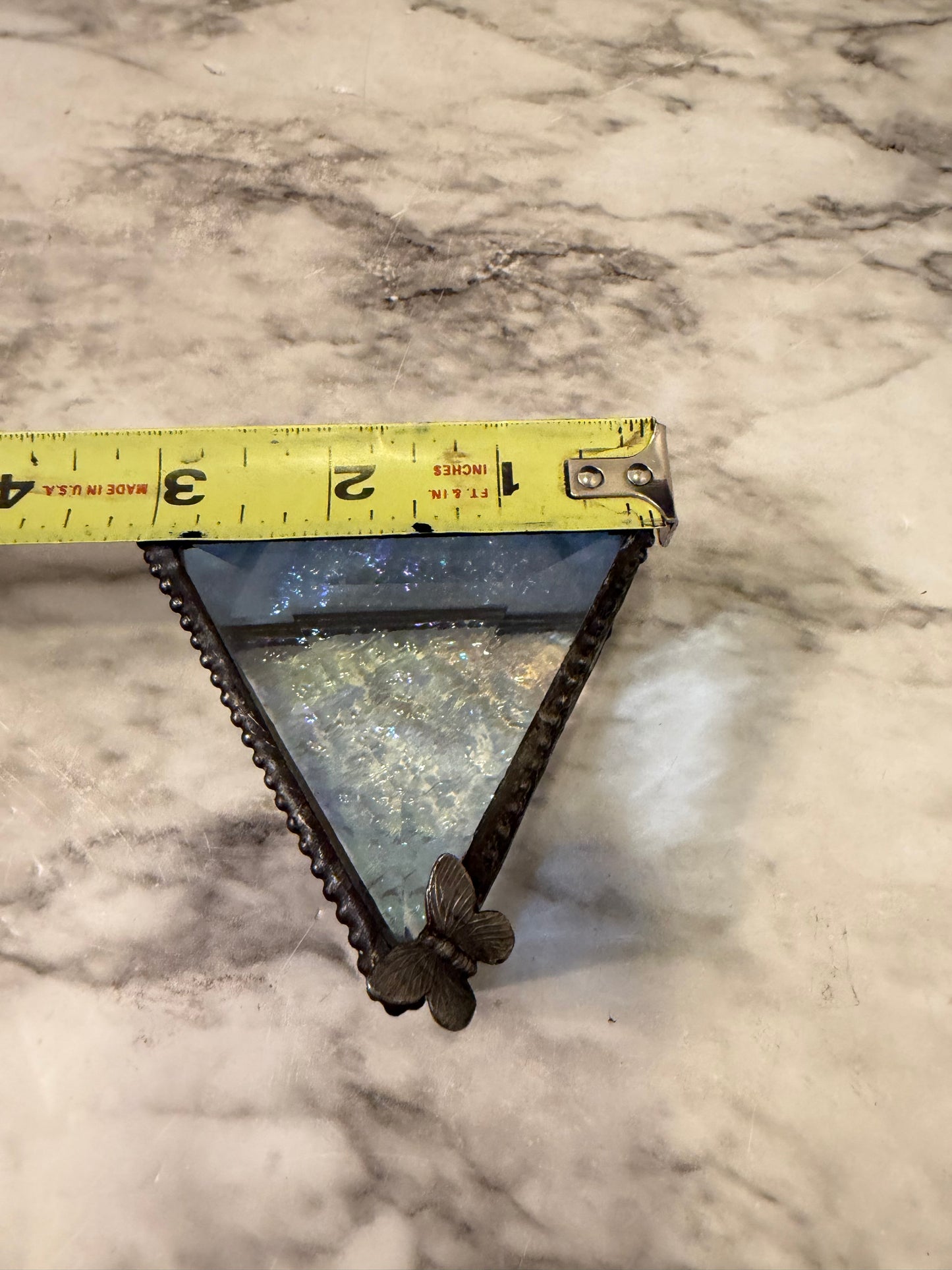 Triangle Blue Glass Trinket Box