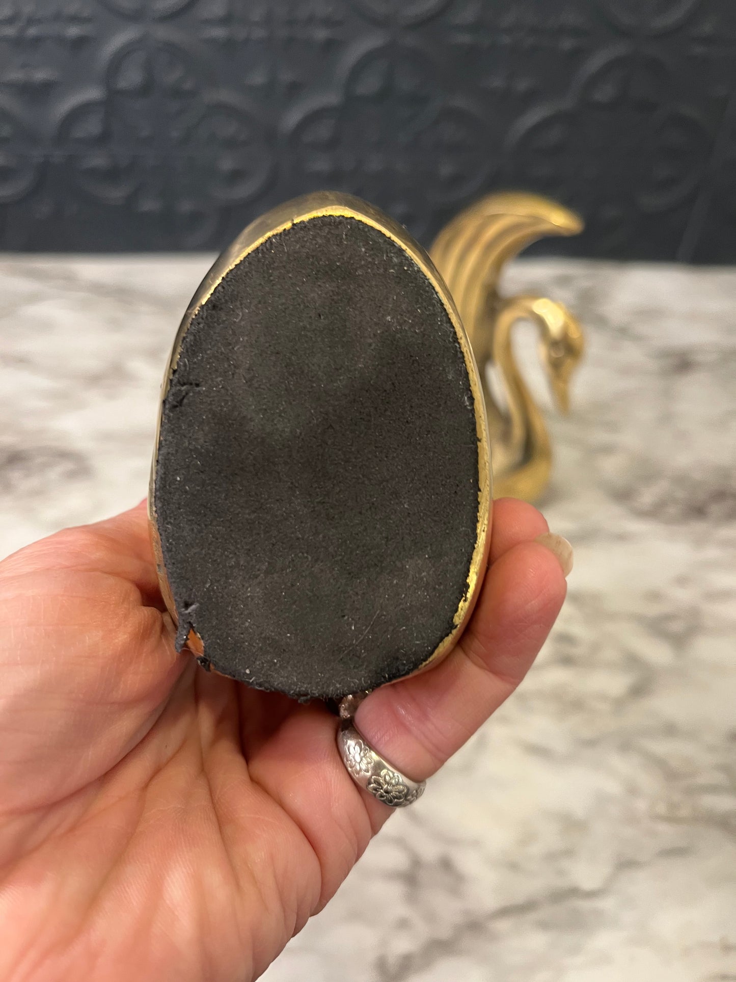 Brass Art Deco Swan Bookends