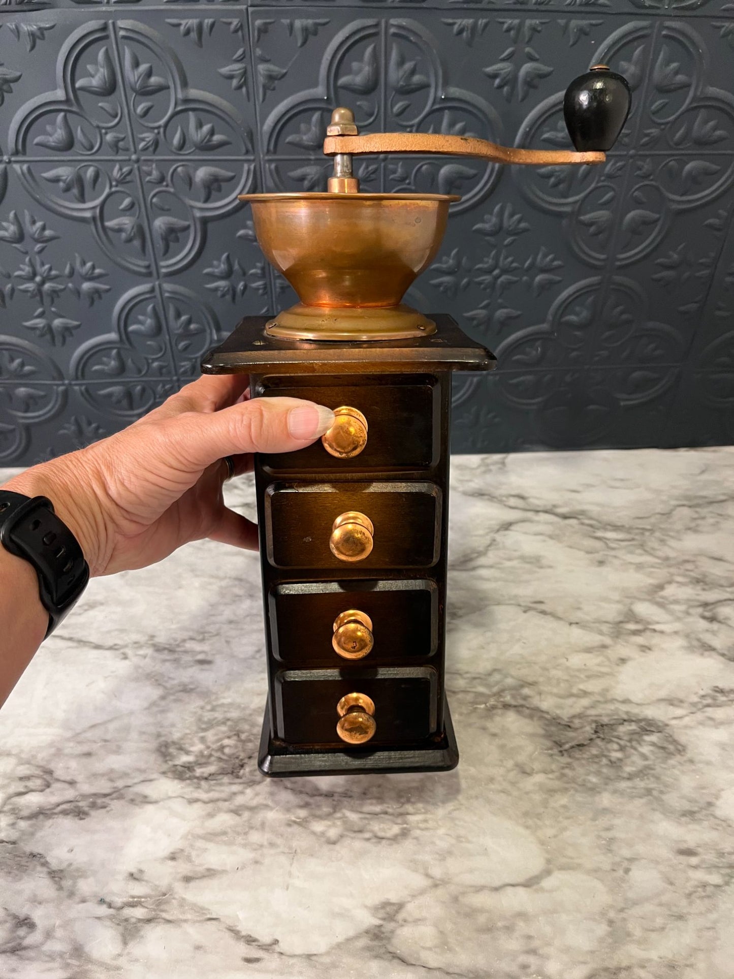 Wood Coffee Grinder with 4 drawers