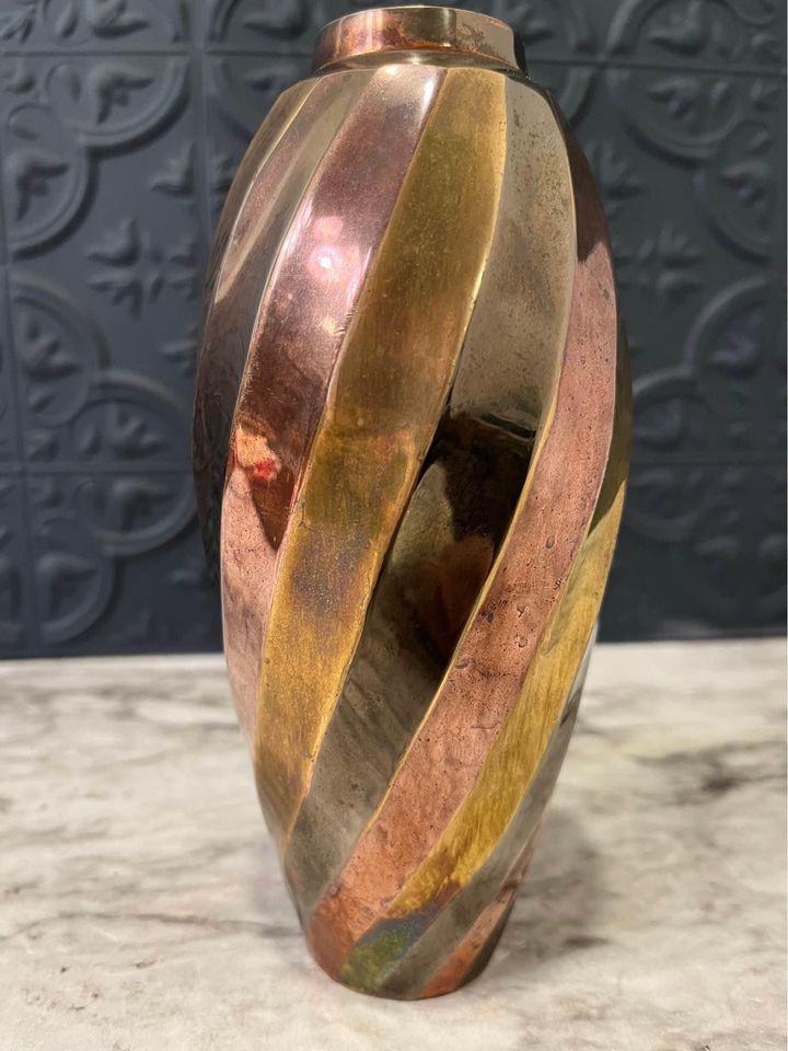 Brass Copper and Silver Vase