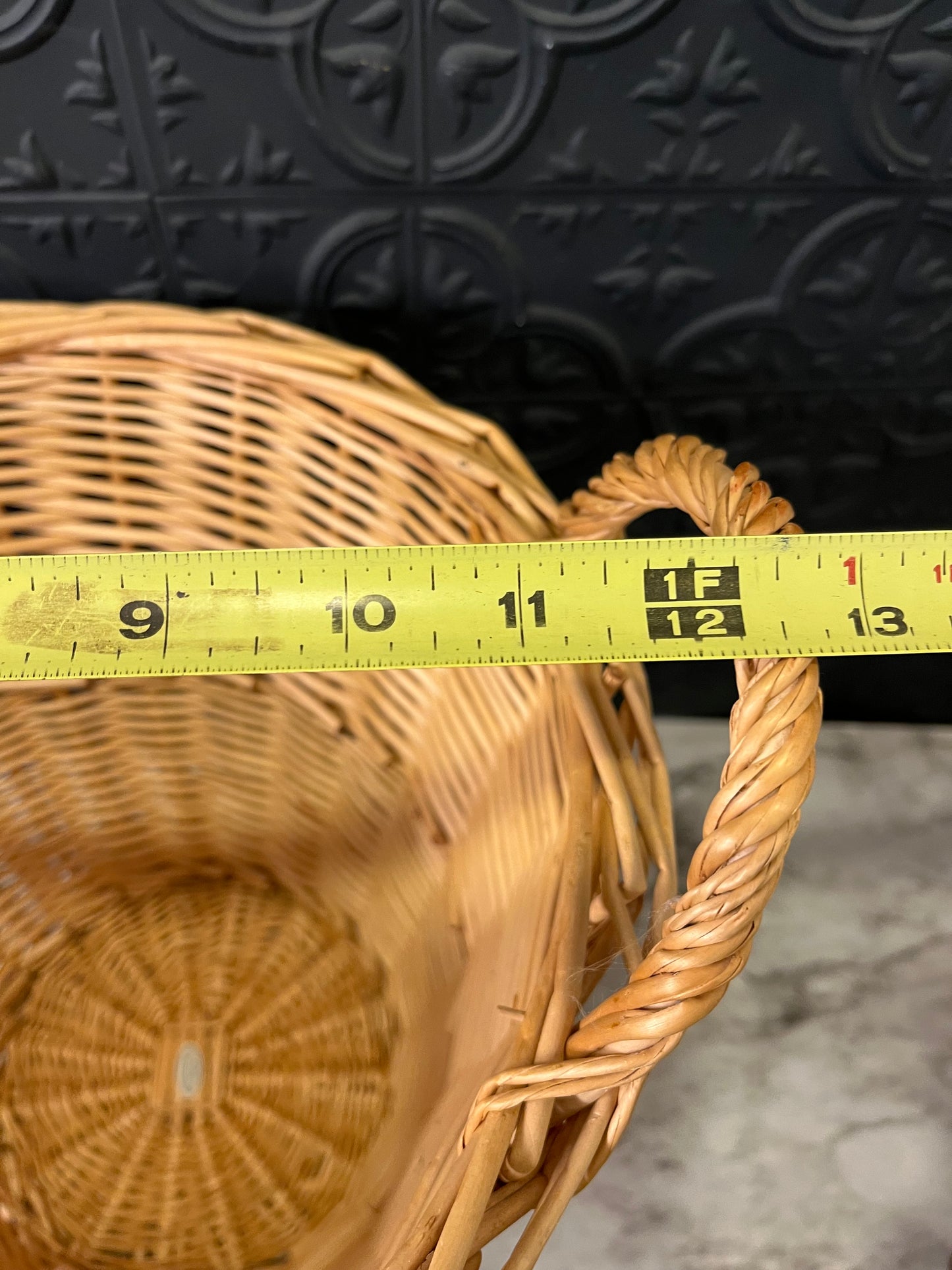 Tall Light Wicker Basket with Handles