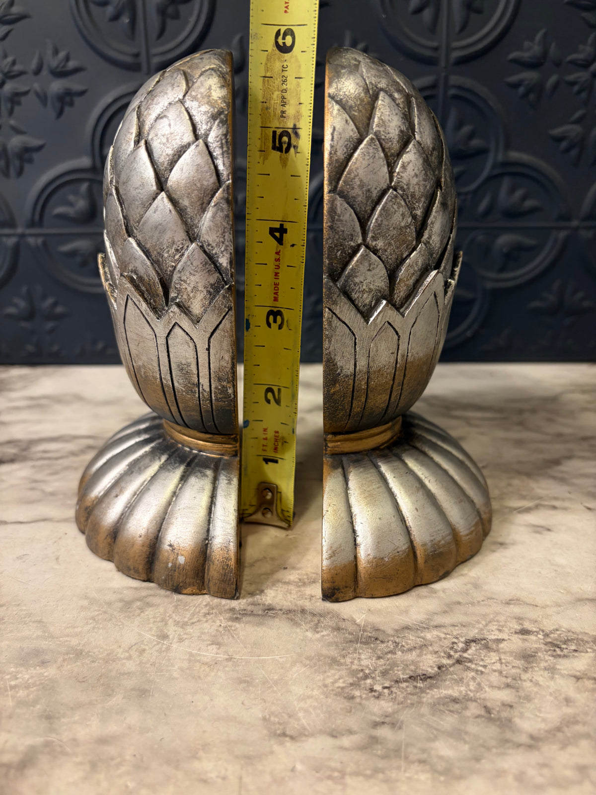 Silver Tone Artichoke Bookends