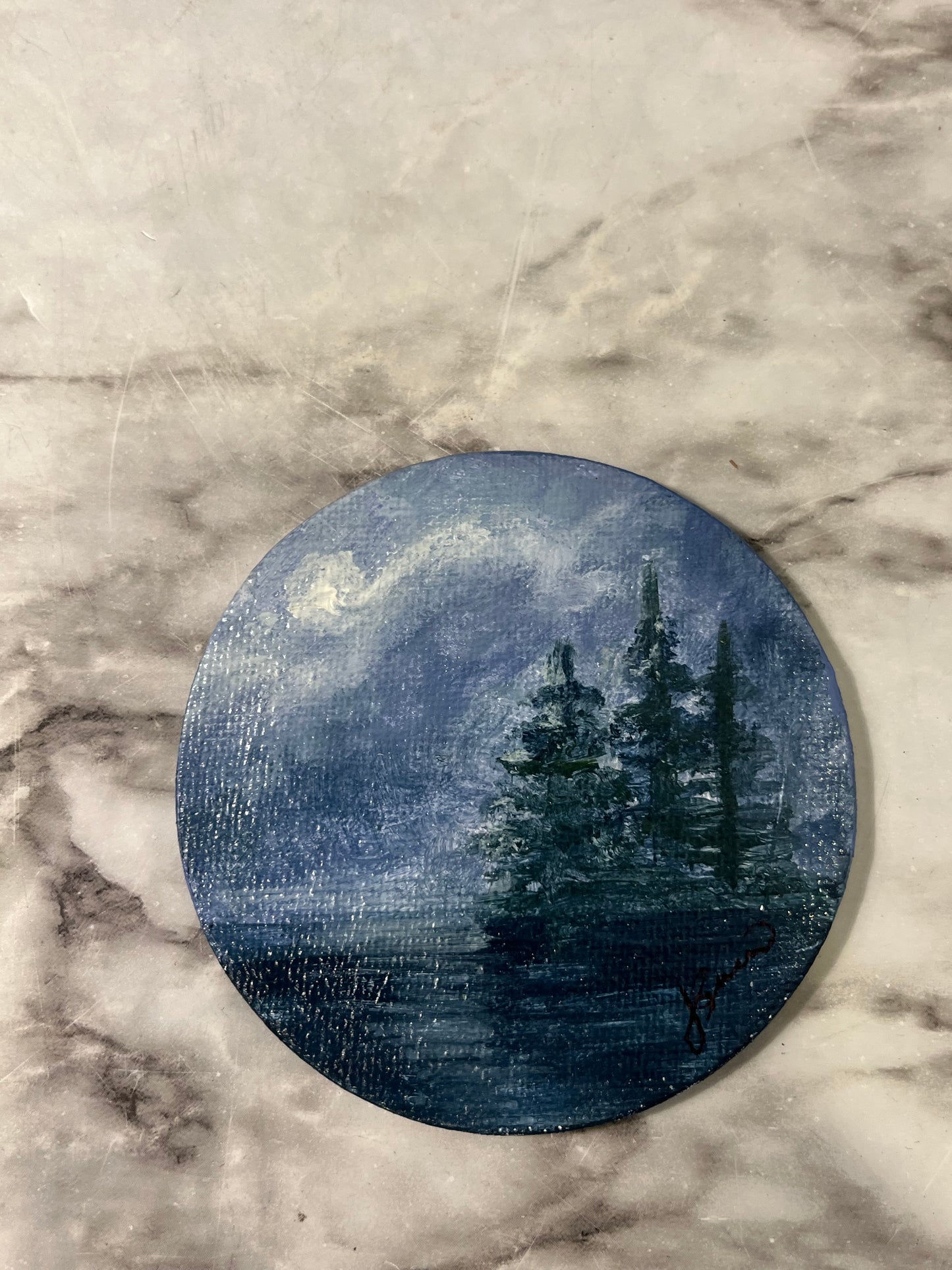 Midnight Lake Magnet painting by Jessie