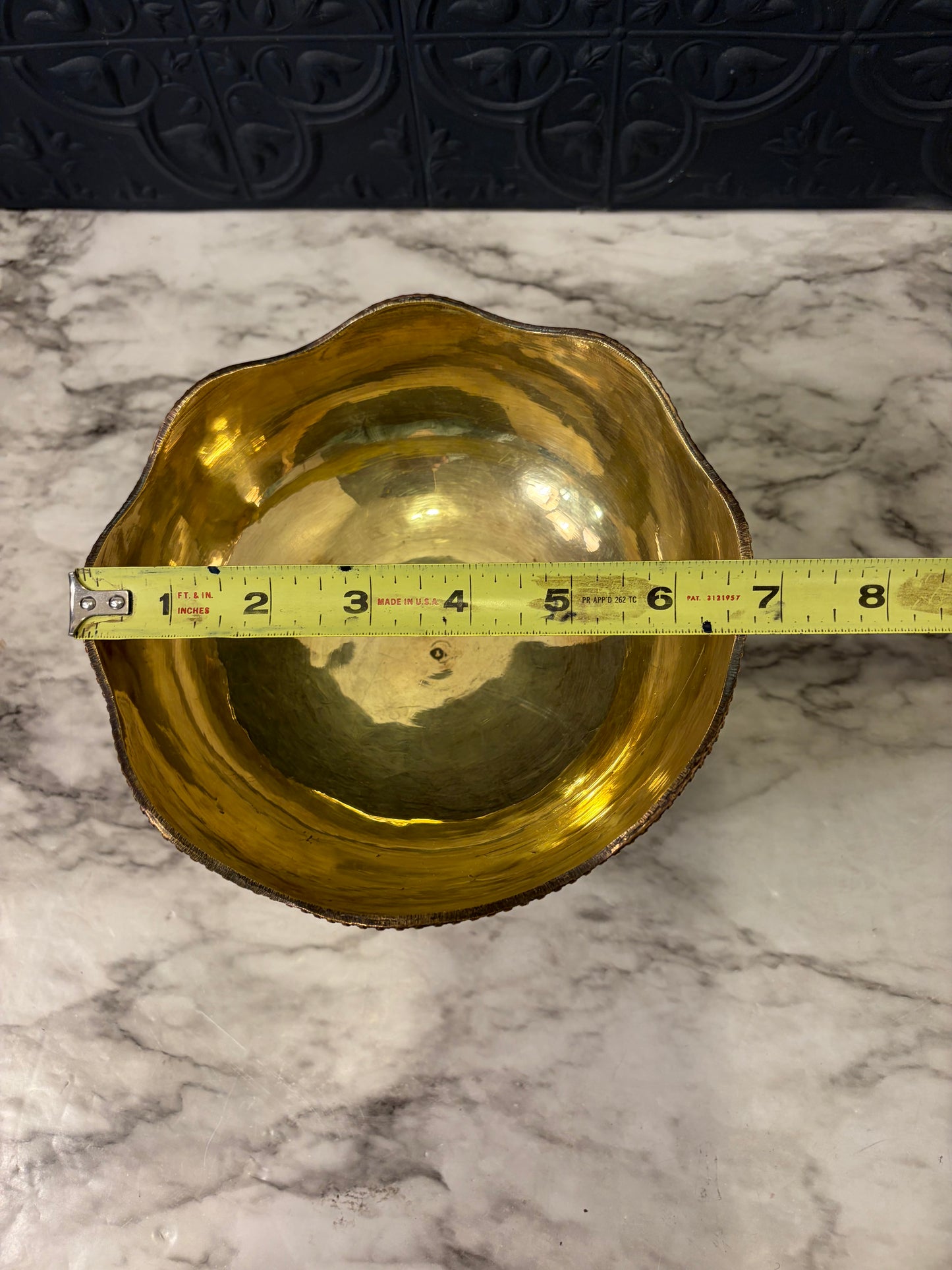 Middle Eastern Brass Pedestal Bowl with Engraved design