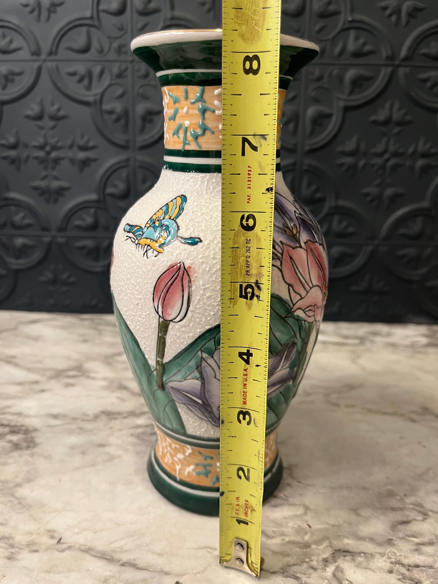 Floral Textured Vase with Flowers