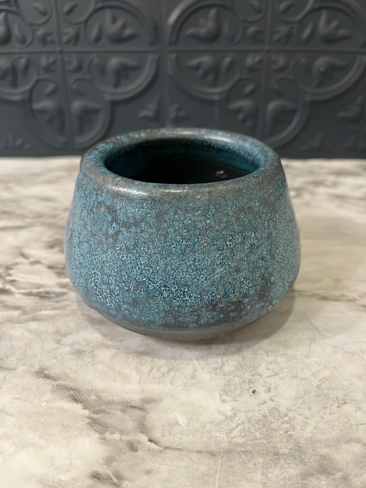 Small Distressed Blue Pot