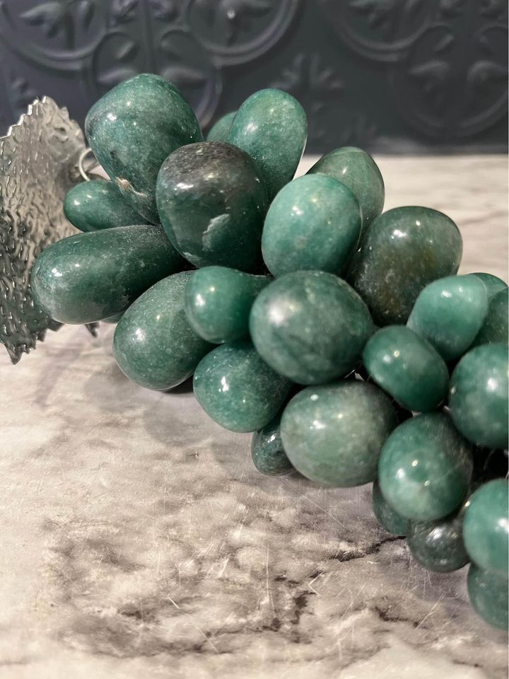Green Marble Grapes with Silver leaf