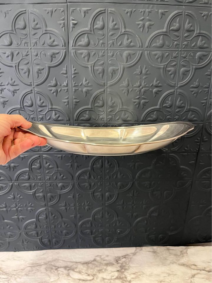 Silver Plate Small Etched Oval Tray
