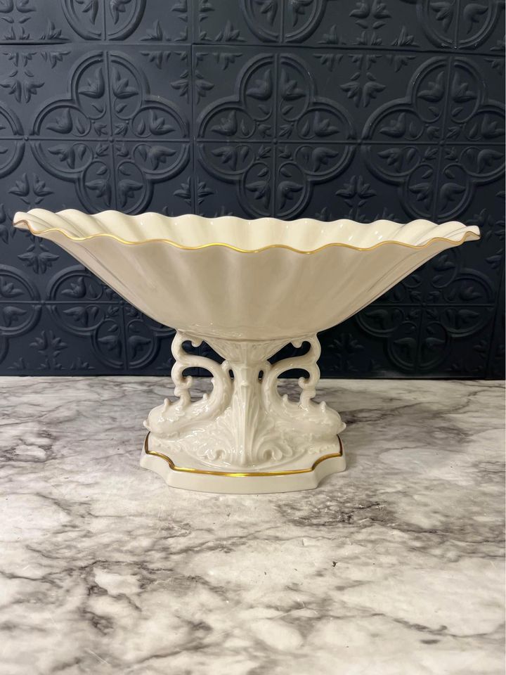 Lenox Dolphin Cream Bowl With Gold Trim