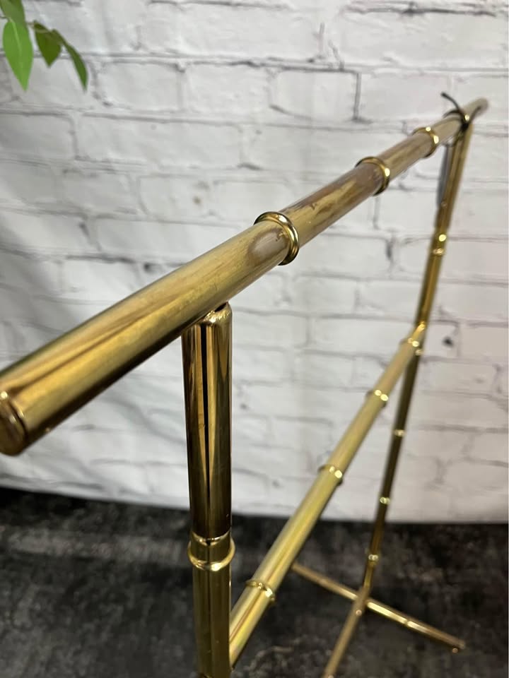 Vintage Brass Bamboo Blanket Rack