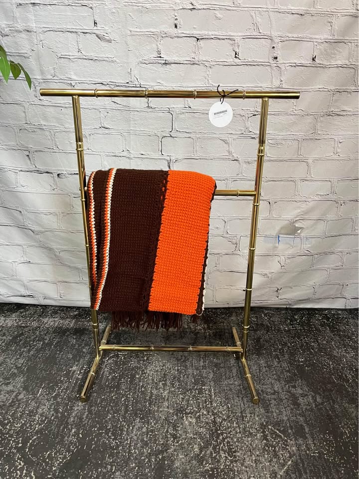 Vintage Brass Bamboo Blanket Rack