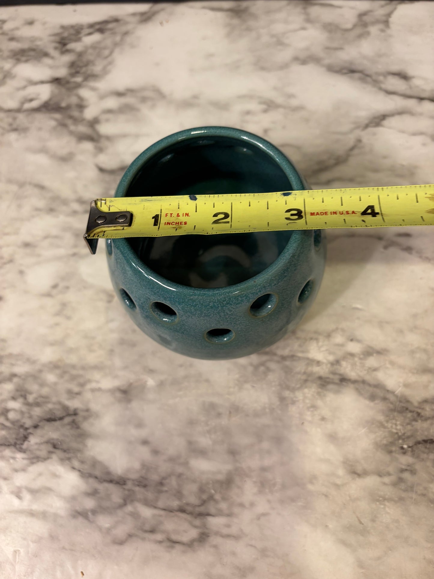 Small Teal Pottery Votive Holder