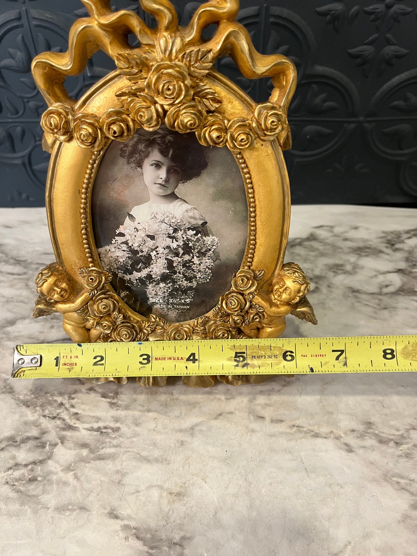 Gold Ornate Frame withe Cherubs and Bow