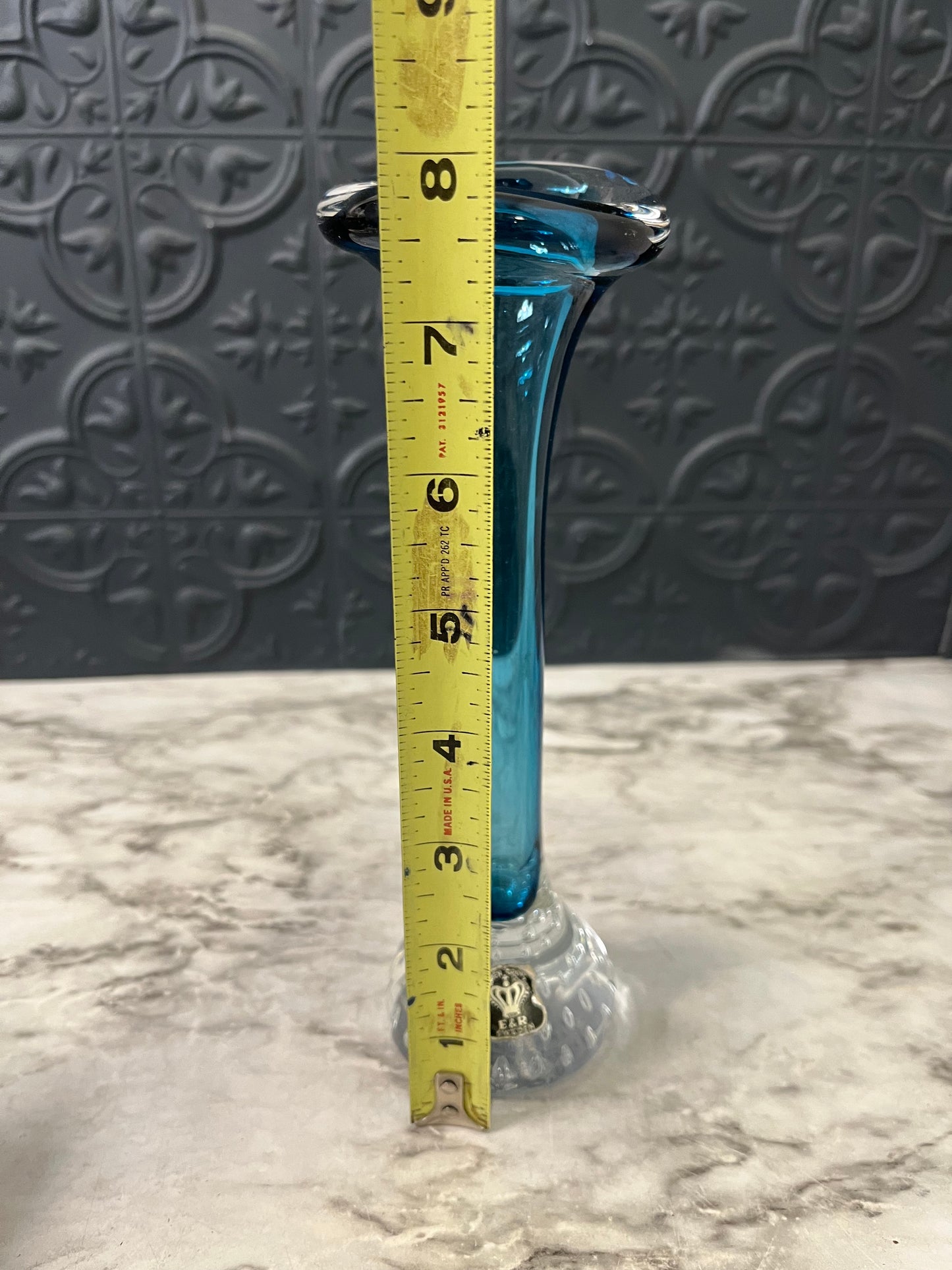 Golden Crown E&R Blue Pulpit Glass Vase