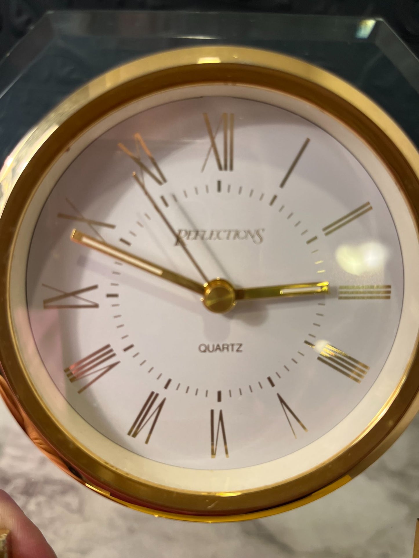 Quartz Brass and Glass Table Clock