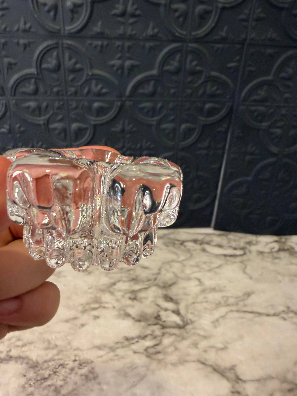 Glass Flower Candle HOlder Set of 2