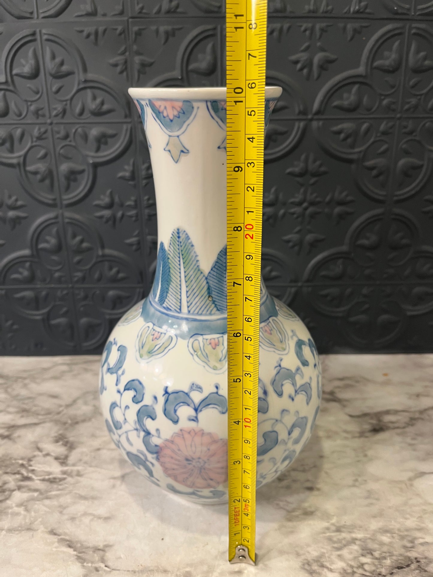 Ceramic Blue white and Pink Vase